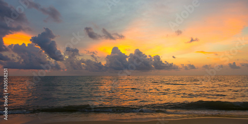 The Scenic sunset over the sea bay.