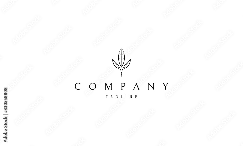 Vector logo on which an abstract image of three elegant leaves.