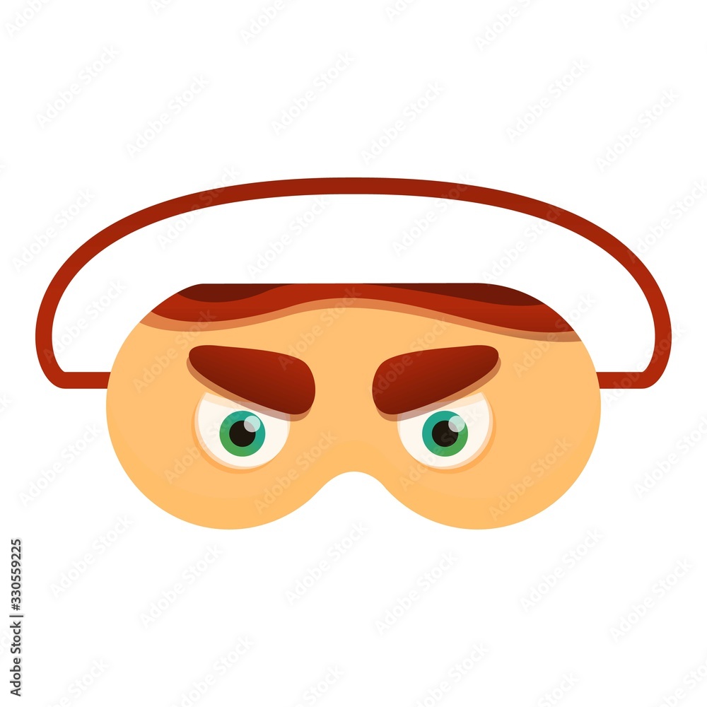 Angry eyes print sleeping mask icon. Cartoon of angry eyes print sleeping mask vector icon for web design isolated on white background Angry eyes print sleeping mask icon. Cartoon of angry eyes print sleeping mask vector icon for web design isolated on white background
