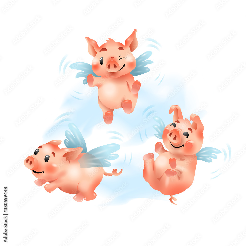Little funny piglets, play and frolic Little funny piglets, play and frolic