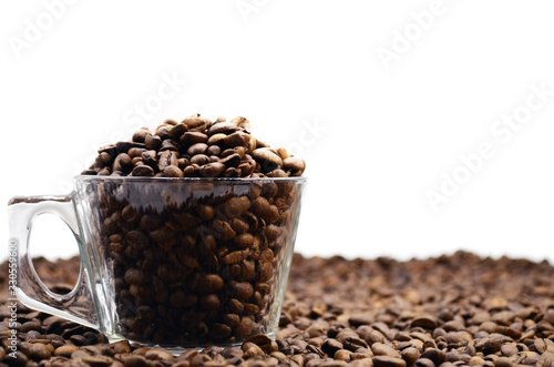Coffee beans. Arabica Robusta. Black coffee.