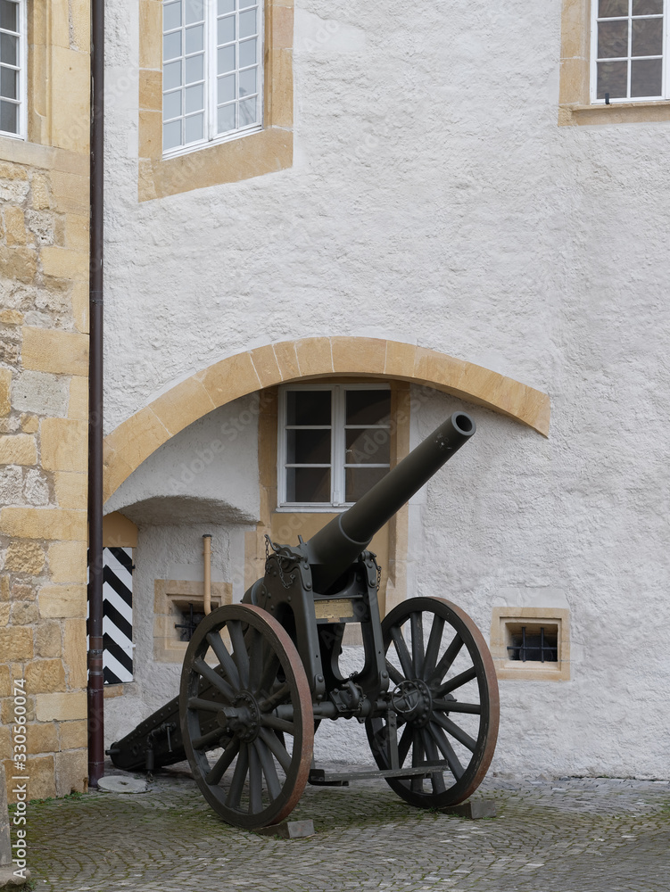 Antique cannon at the Murten Castle in Murten or Morat, Canton of Fribourg, Switzerland Antique cannon at the Murten Castle in Murten or Morat, Canton of Fribourg, Switzerland