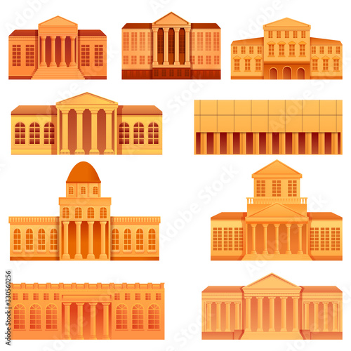 Theater museum icons set. Cartoon set of theater museum vector icons for web design