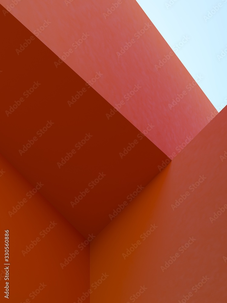 Architectural construction against the blue sky. 3d render illustration with copy space. Simple, stylish, popular architectural illustration for advertising, business, presentations, wallpapers. Architectural construction against the blue sky. 3d render illustration with copy space. Simple, stylish, popular architectural illustration for advertising, business, presentations, wallpapers.
