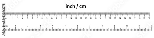 Fototapeta Marking rulers 30 cm, 12 inch