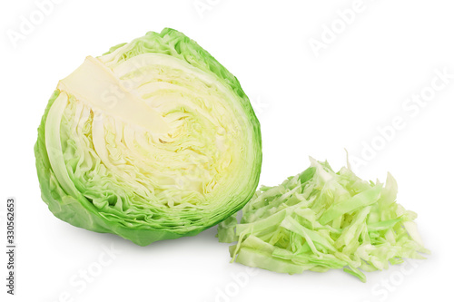 Green cabbage isolated on white background with clipping path and full depth of field. © kolesnikovserg