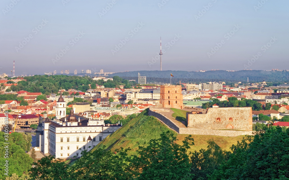 Gediminas Tower and Lower Castle in Vilnius in Lithuania