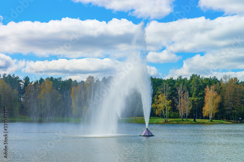 Water fountain in Druskonis Lake and nature in Druskininkai