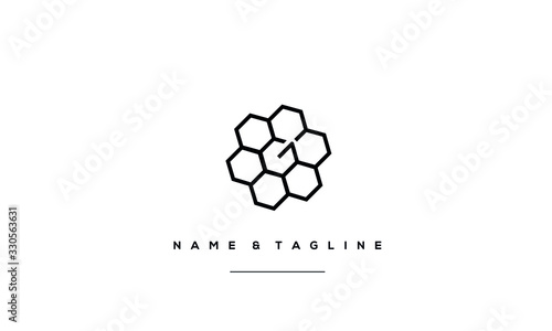 Alphabet letter icon logo G with bee hive