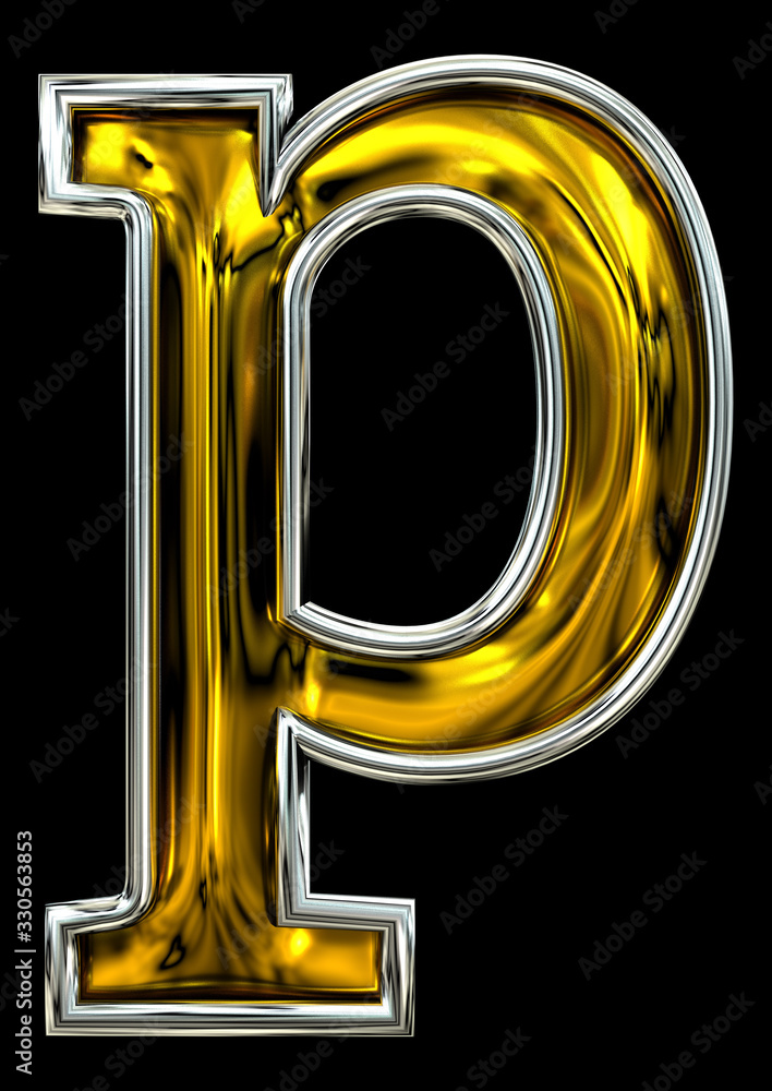 3D rendering. Lowercase Letter p. 3D rendering. Lowercase Letter p.