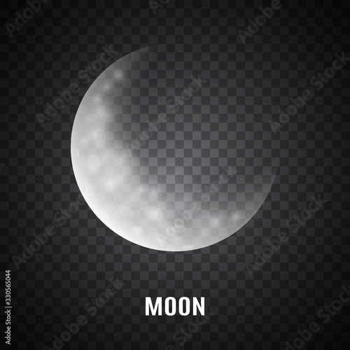 Moon on transparent background. Moonlight. Crescent. Vector illustration.