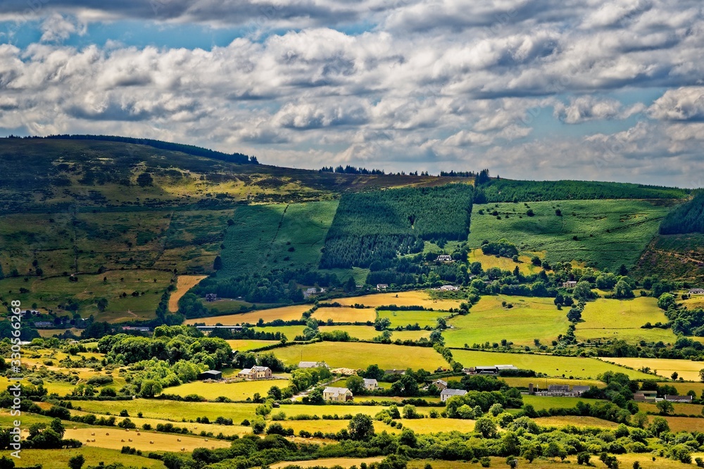 Farms on a hill, Ireland