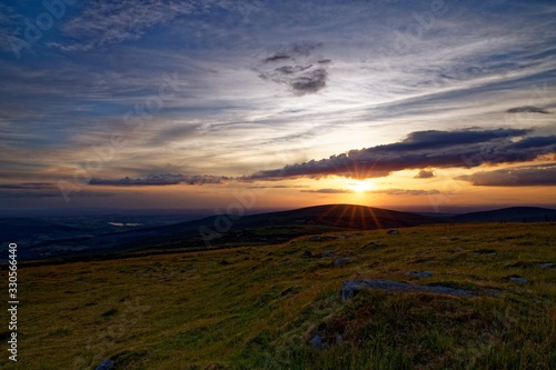Sunset seen from the Kippure Mountain  Wicklow  Ireland