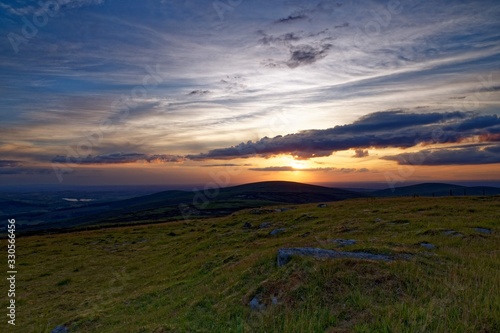 Sunset seen from the Kippure Mountain, Wicklow, Ireland