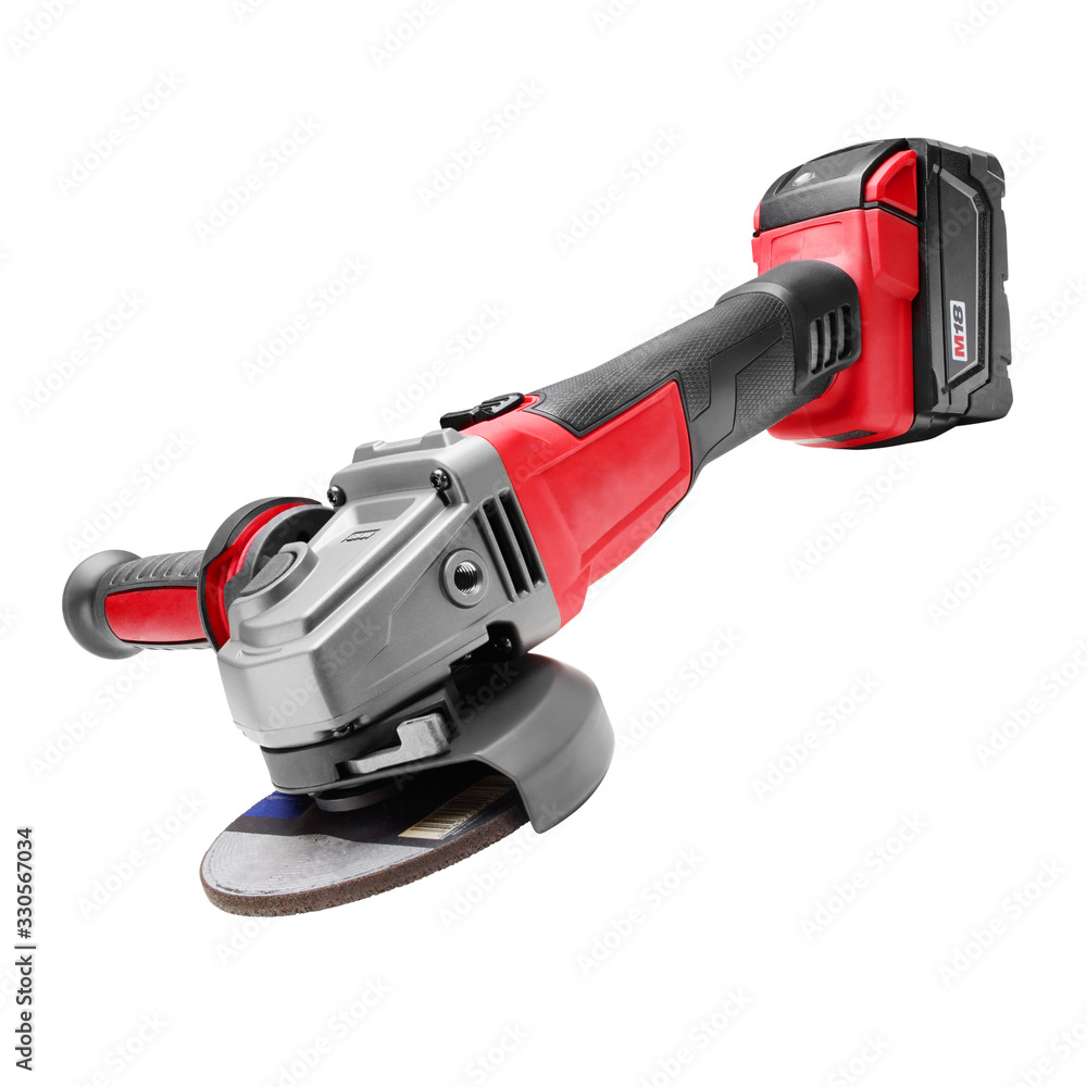 Portable Cordless Battery Powered Angle Grinder Isolated. Soft