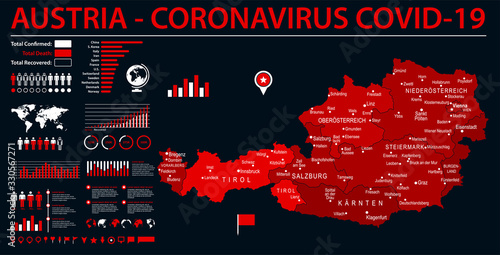 Austria Map - Coronavirus COVID-19 Infographic Vector