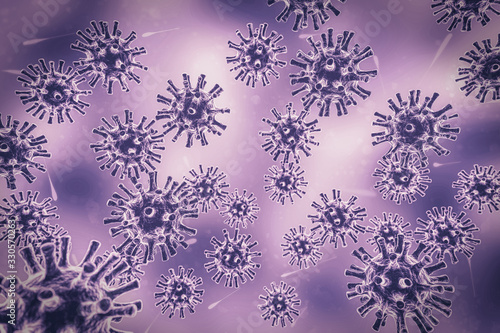 Virus in 3D, rendering, Covid-19 coronavirus, inside the body