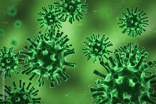 Virus in 3D, rendering, Covid-19 coronavirus, inside the body