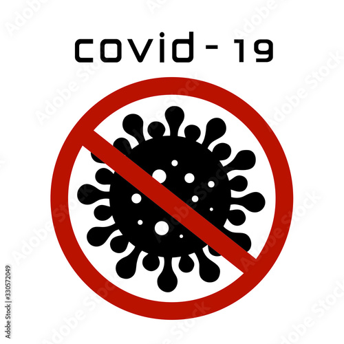 Coronavirus 2019-nCoV. Corona virus icon. Black on white background isolated. China pathogen respiratory infection (asian flu outbreak). influenza pandemic. virion of Corona-virus. Vector