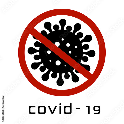 Coronavirus 2019-nCoV. Corona virus icon. Black on white background isolated. China pathogen respiratory infection (asian flu outbreak). influenza pandemic. virion of Corona-virus. Vector