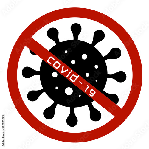 Coronavirus 2019-nCoV. Corona virus icon. Black on white background isolated. China pathogen respiratory infection (asian flu outbreak). influenza pandemic. virion of Corona-virus. Vector