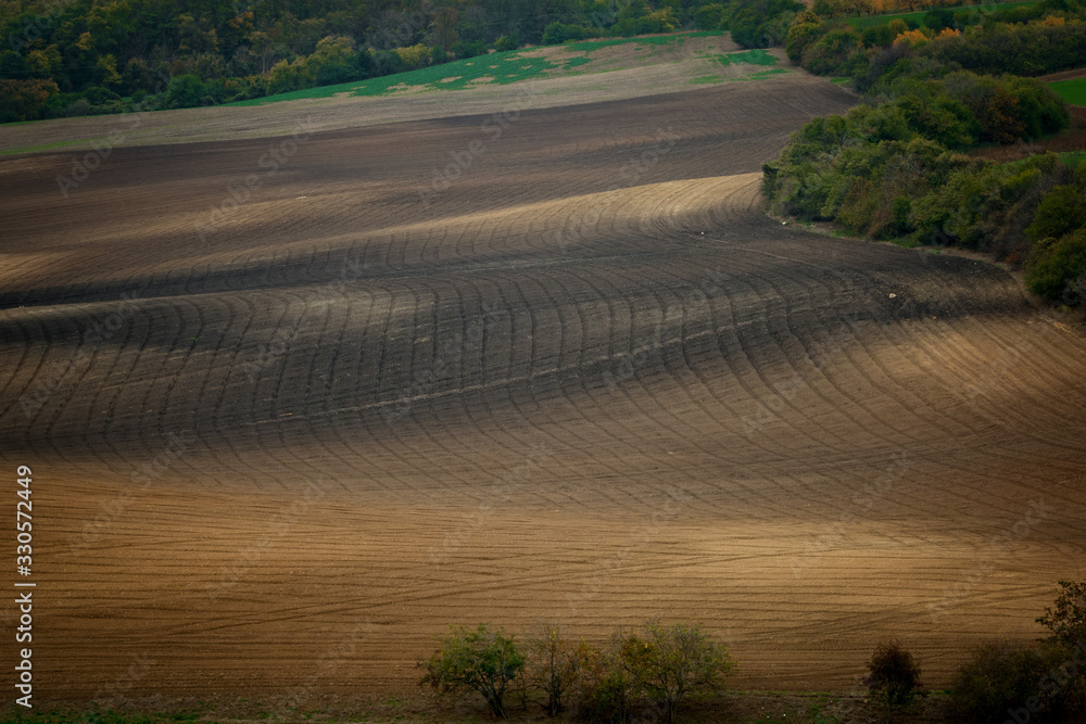 Fototapeta premium Beautiful brown Czech Moravian fields at autumn