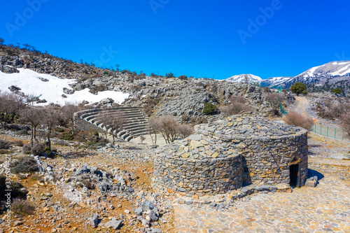 Mitato (hut built from locally gathered stones to provide shelter to shepherds) on mount Psiloritis (Ida) near Rouvas forest, Crete, Greece. photo