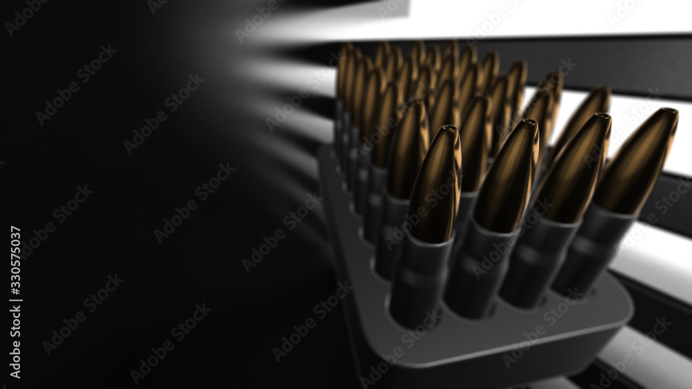 Bullet isolated. Cartridges for rifle and carbine on a black. 3d render Bullet isolated. Cartridges for rifle and carbine on a black. 3d render