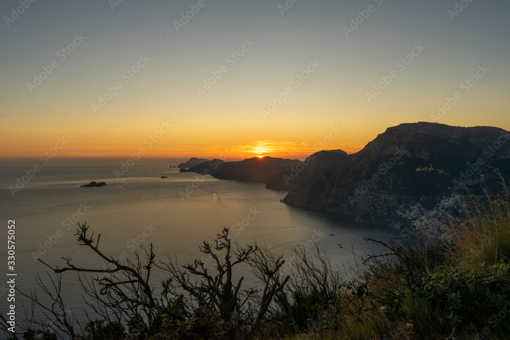 italy, Campania , Agerola , sunset path of the Gods