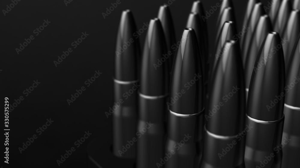 Bullet isolated. Cartridges for rifle and carbine on a black. 3d render Bullet isolated. Cartridges for rifle and carbine on a black. 3d render