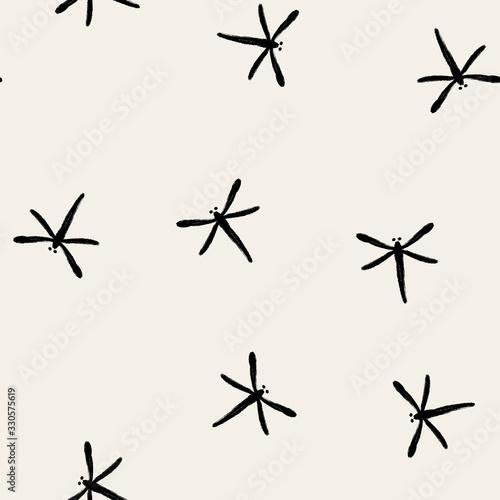 Seamless pattern. Dragonfly in japanese style simple trendy texture. Stylish summer background