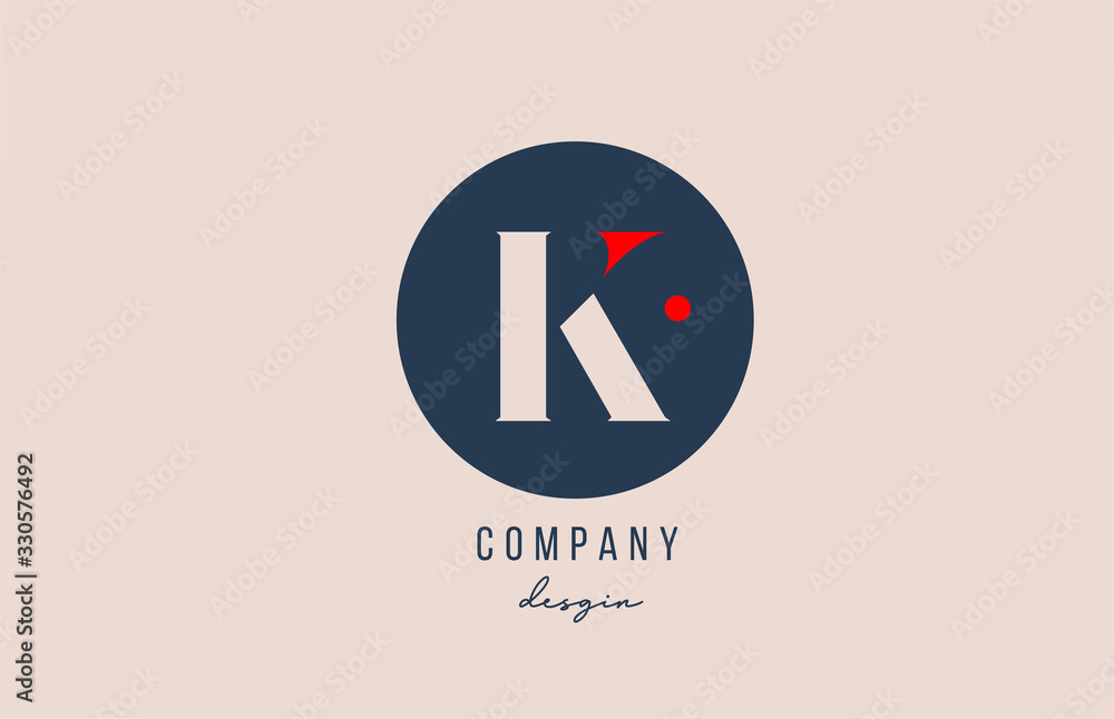 red dot K letter alphabet logo icon design with blue circle for company and business red dot K letter alphabet logo icon design with blue circle for company and business