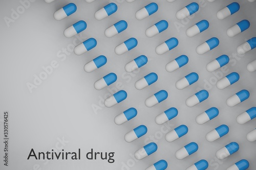 3D render image of pills, antiviral drug