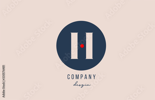 red dot H letter alphabet logo icon design with blue circle for company and business