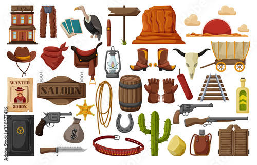 Wild west vector cartoon set icon. Vector illustration western on white background . Isolated cartoon set icon wild west.