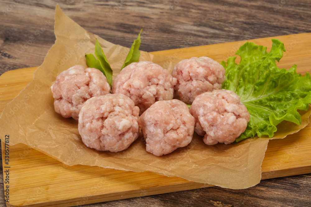 Homemade raw pork minced meatball for cooking Homemade raw pork minced meatball for cooking
