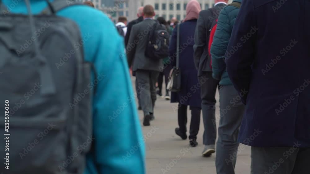 Crowd of pedestrian commuters in London inception style move in slow motion. Clip 24a Crowd of pedestrian commuters in London inception style move in slow motion. Clip 24a