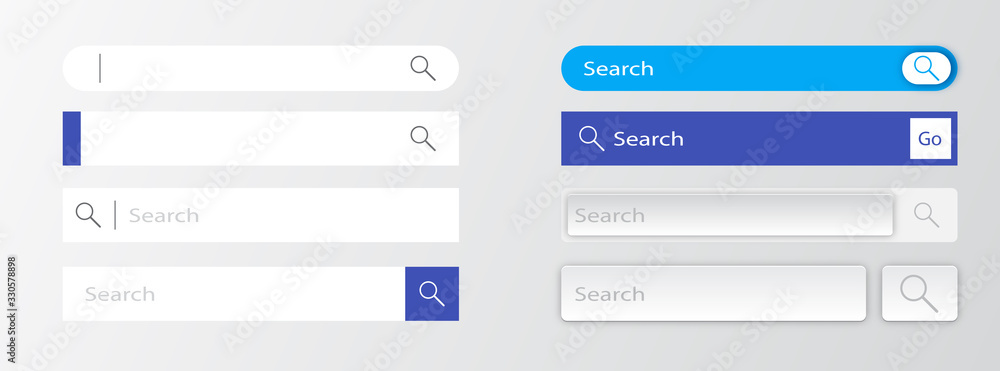 Search bar vector design element. Collection of search form templates for websites. Search bar for interface, design and website