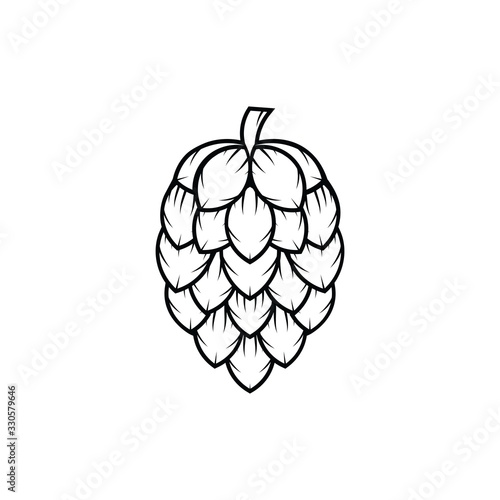 Hop icon isolated on white. Beer hop brewing emblem icon label logo, Vector illustration.