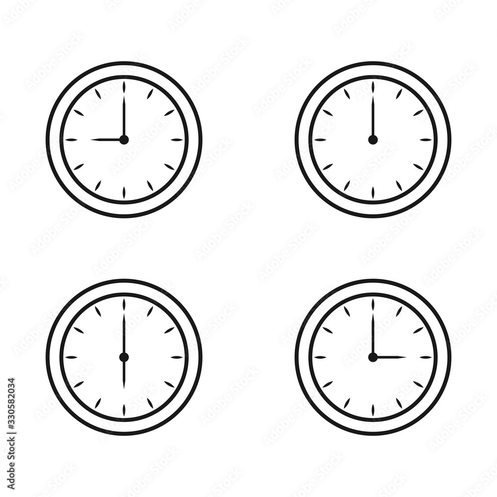 Time and clock icon set. isolated on white, vector Illustration Time and clock icon set. isolated on white, vector Illustration
