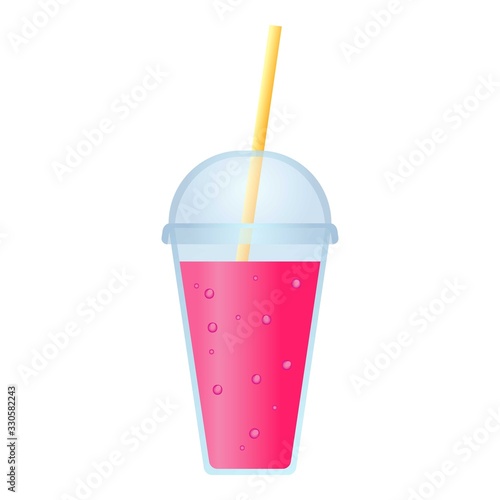 Plastic cup smoothie icon. Cartoon of plastic cup smoothie vector icon for web design isolated on white background