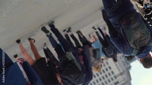 Crowd of pedestrian commuters in London inception style move in slow motion. Clip 24b