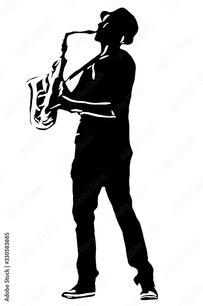 Naklejka premium man playing saxophone