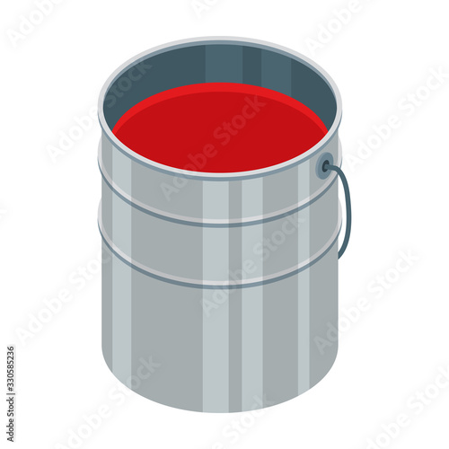 Bucket paint isometric vector icon.Cartoon vector icon isolated on white background bucket paint .