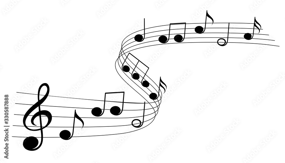 Music notes wave isolated, group musical notes background – vector for stock <span>plik: #330587888 | autor: dlyastokiv</span>