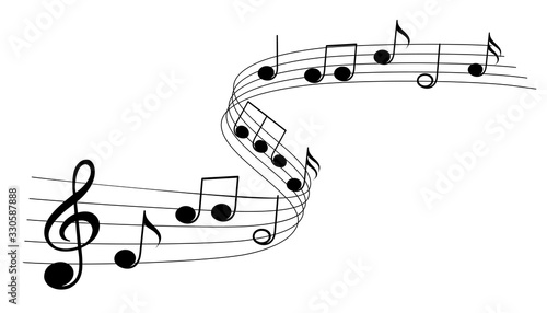 Music notes wave isolated, group musical notes background – vector for stock
