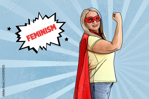 Woman in superhero costume ...