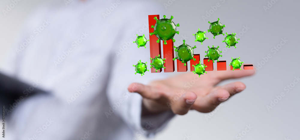 Economic impact of virus on global economy. Recession and financial crisis concept. 3D rendered illustration.. Economic impact of virus on global economy. Recession and financial crisis concept. 3D rendered illustration..