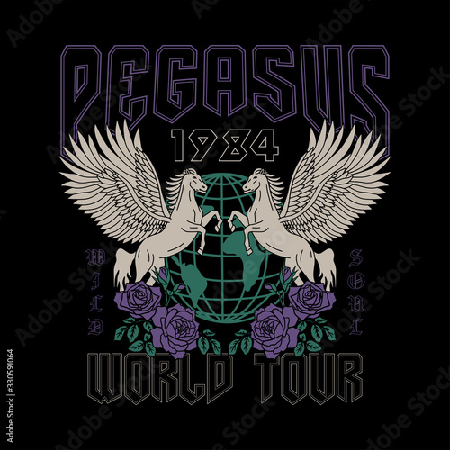 Pegasus Rock Print Wire World and Roses