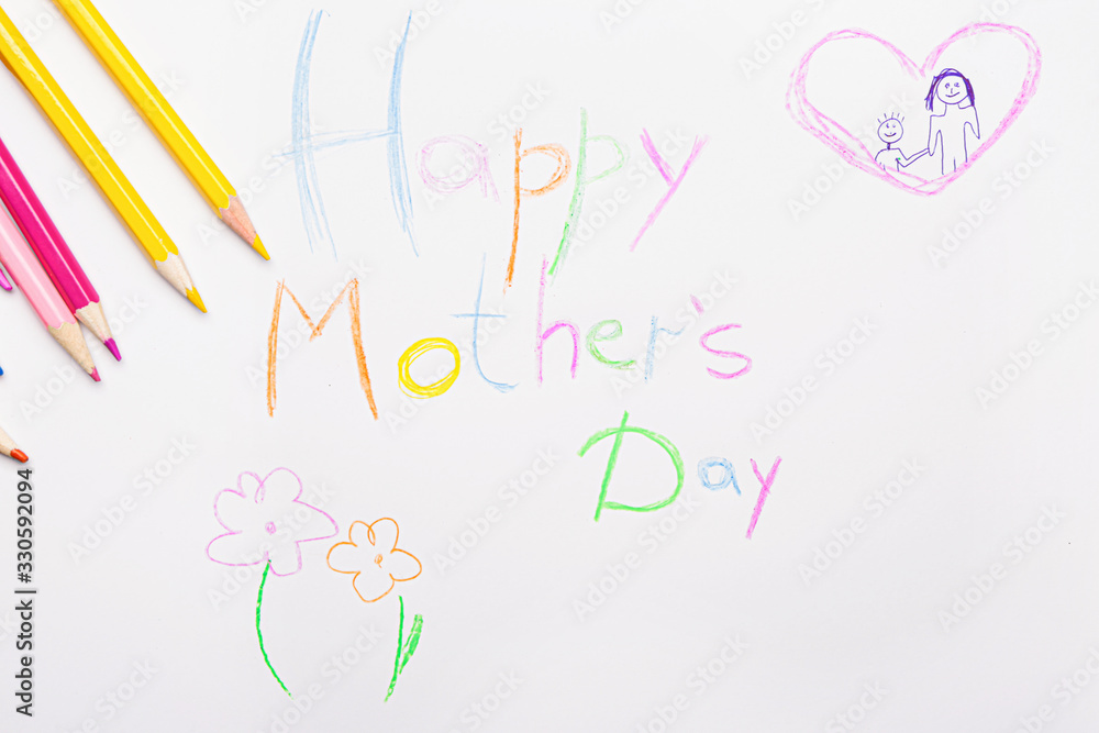 Greeting card for Mother's Day, top view Greeting card for Mother's Day, top view